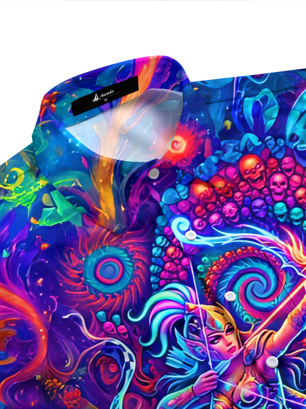 Psychedelic Abstract Archer Men's Pocket Short Sleeve Shirts