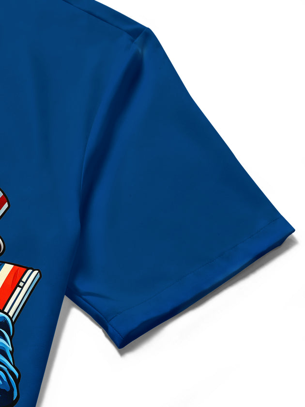Independence Day Uncle Sam Vacation Mode Men's Pocket Short Sleeve Shirts