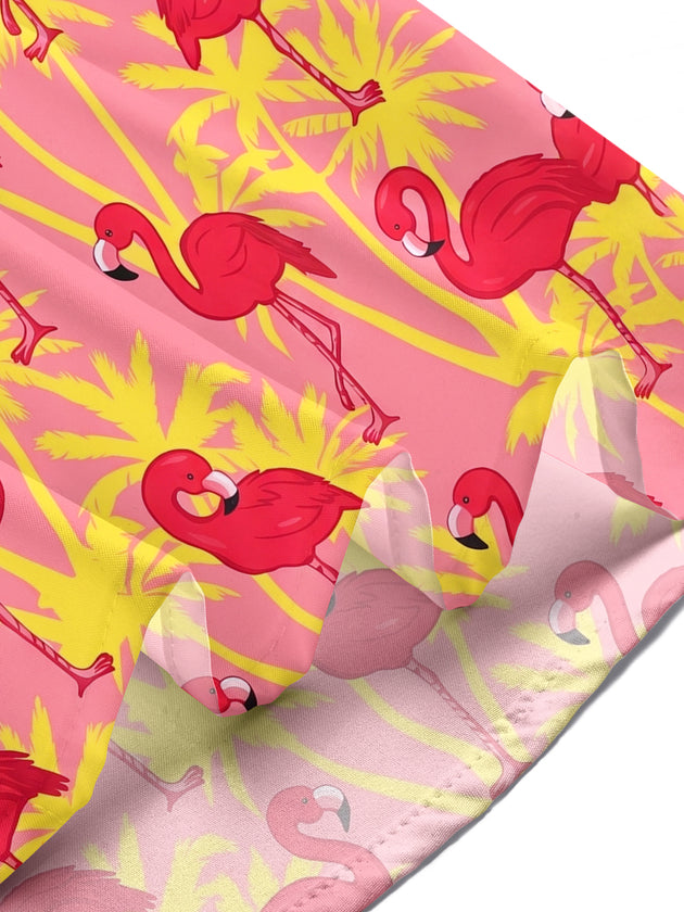 Hawaiian Flamingo Palm Tree Men's Pocket Short Sleeve Shirts