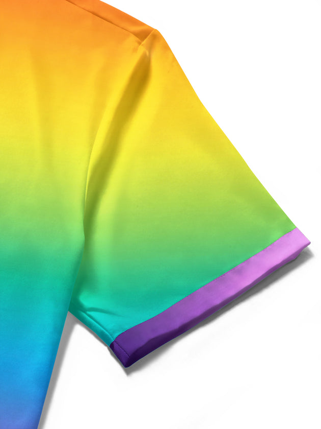 Pride Month Colorful Fun Gradient Paw Men's Pocket Short Sleeve Shirts