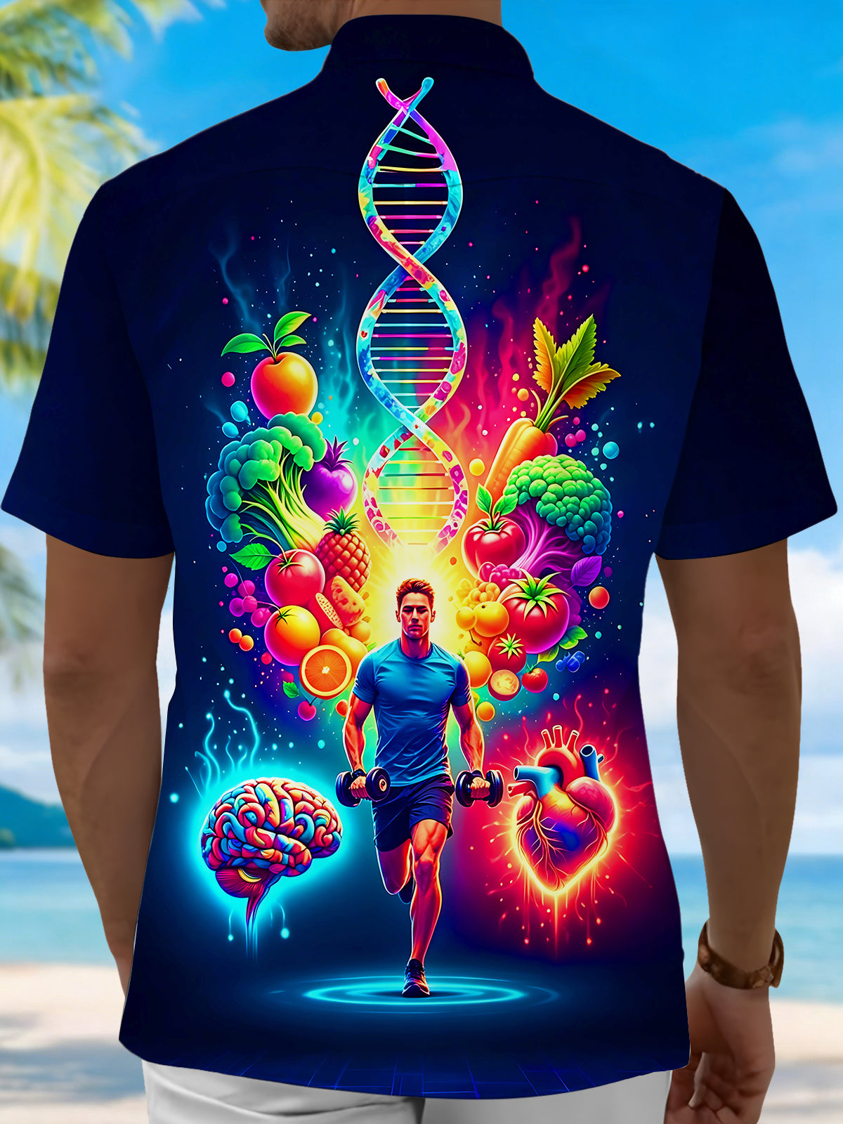 Colorful Fitness Sports Healthy Balanced Nutrition DNA Men's Pocket Short Sleeve Shirts