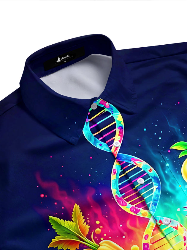 Colorful Fitness Sports Healthy Balanced Nutrition DNA Men's Pocket Short Sleeve Shirts