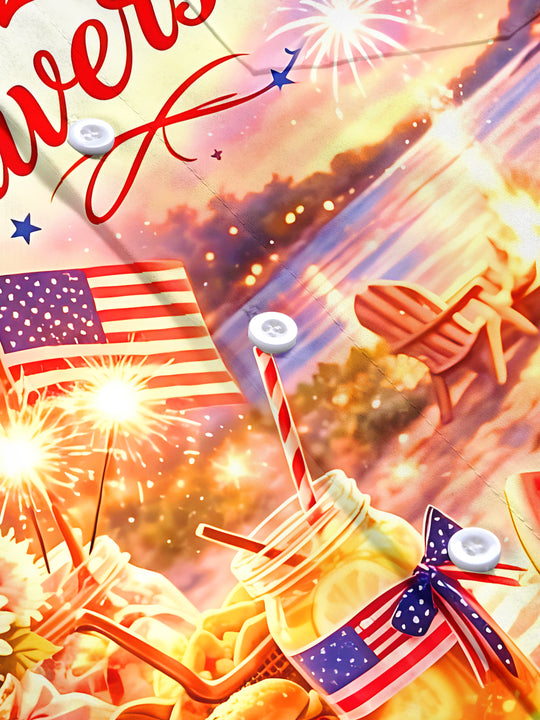 USA 250Th Anniversary Picnic Fireworks Independence Day Men's Pocket Short Sleeve Shirts