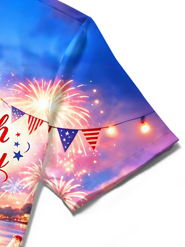 USA 250Th Anniversary Picnic Fireworks Independence Day Men's Pocket Short Sleeve Shirts