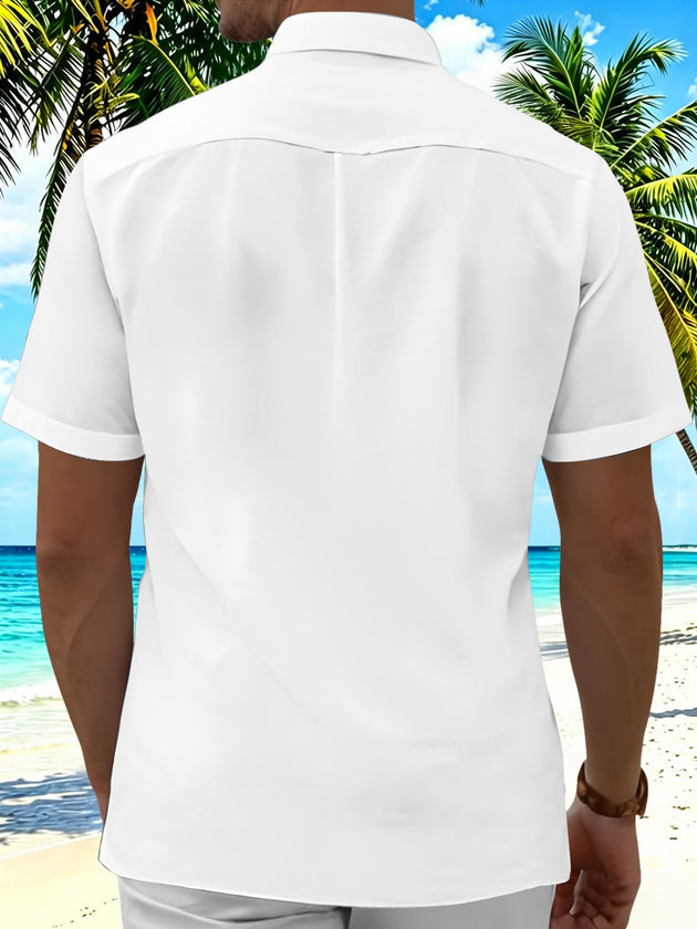 Fun Cat Simple Casual Men's Pocket Short Sleeve Shirts