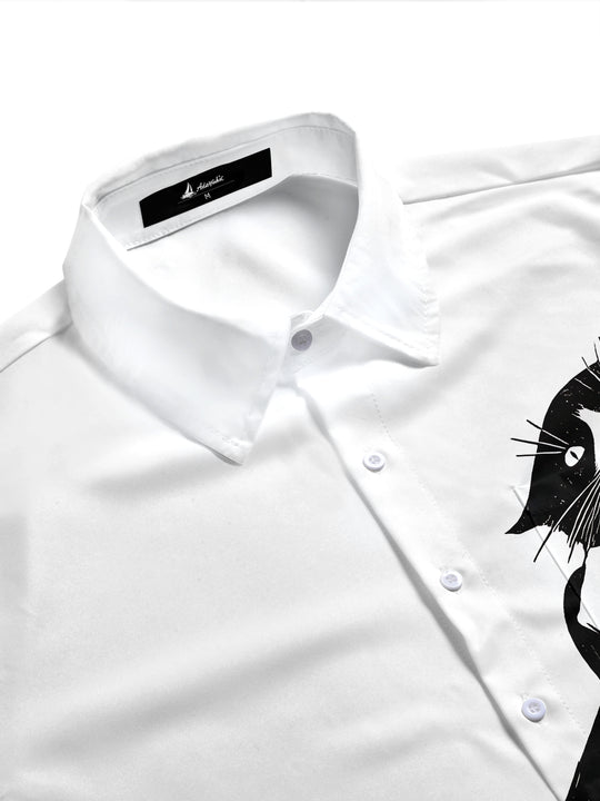 Fun Cat Simple Casual Men's Pocket Short Sleeve Shirts