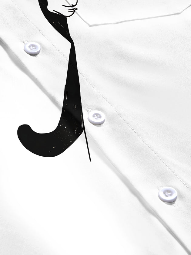 Fun Cat Simple Casual Men's Pocket Short Sleeve Shirts