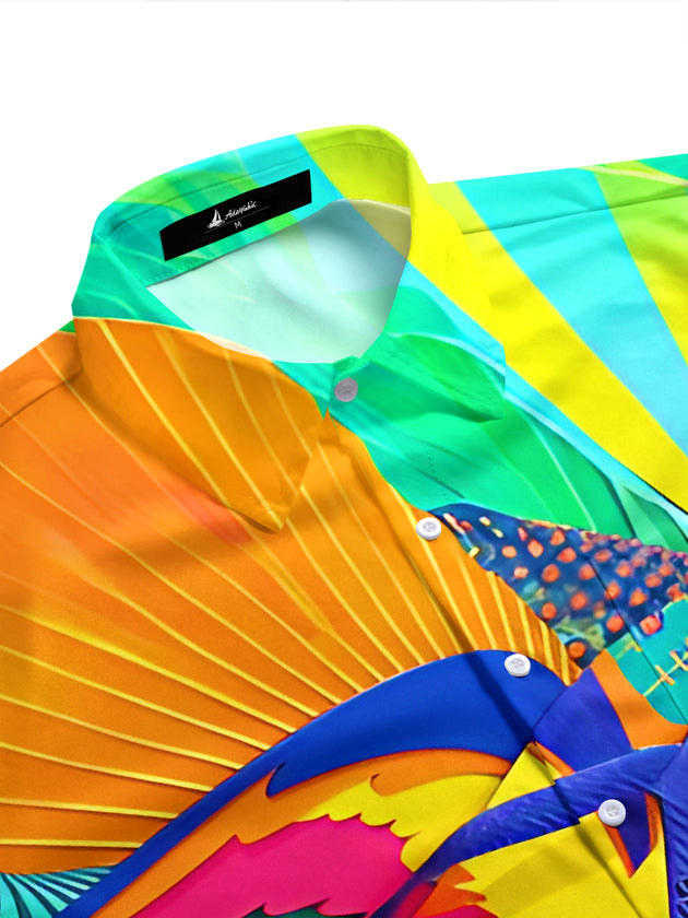 Abstract Flip-flops Tribal Art Tropical Hawaiian Men's Pocket Short Sleeve Shirts