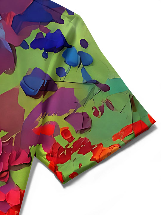 Art Oil Painting Brushstroke Landscape Hawaiian Men's Pocket Short Sleeve Shirts
