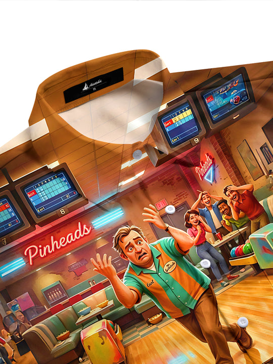 Bowling Alley Sports Fun Scene Men's Pocket Short Sleeve Shirts