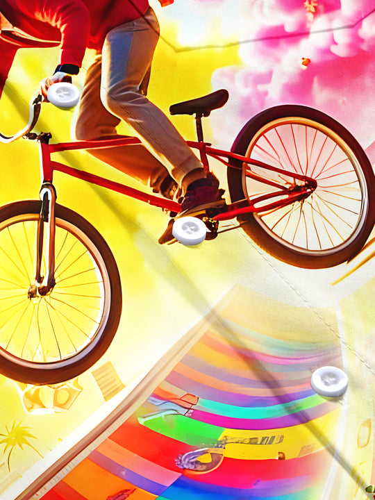 Colorful Skate-park Cyclist Bicycle Parkour Sports Men's Pocket Short Sleeve Shirts