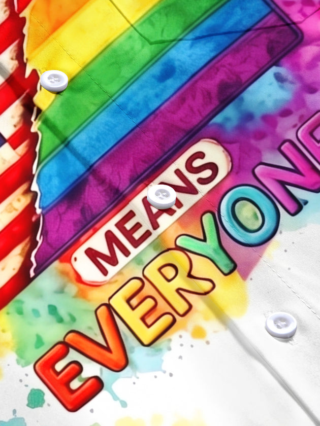 Pride Month We The People Means Everyone Colorful Tie Dye American Flag Equality Men's Pocket Short Sleeve Shirts