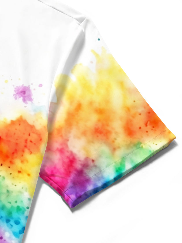 Pride Month We The People Means Everyone Colorful Tie Dye American Flag Equality Men's Pocket Short Sleeve Shirts
