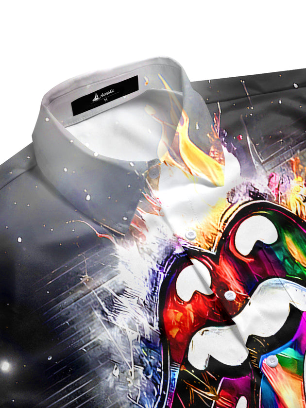 Tie Dye Tongue Men's Pocket Short Sleeve Shirts