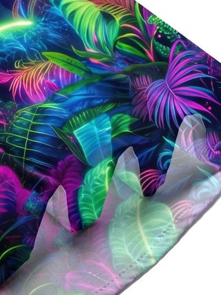 Colorful Fluorescent Hawaiian Neon Jungle Birds Men's Pocket Short Sleeve Shirts