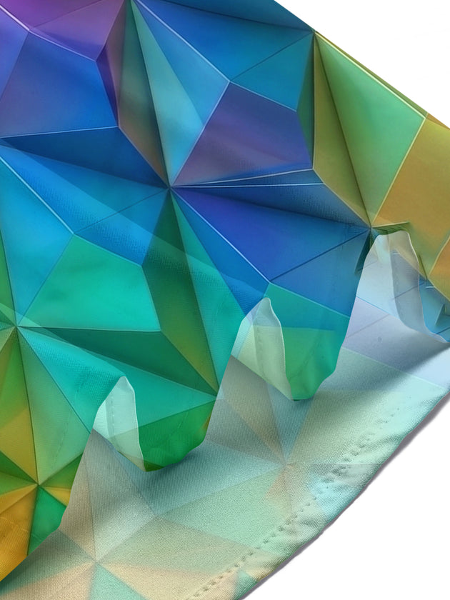 Geometric Gradient 3D Diamond Facet Men's Pocket Short Sleeve Shirts