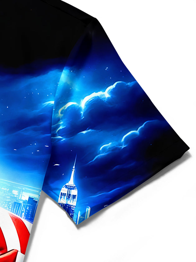 Dark American Independence Day Star-Spangled Joker Men's Pocket Short Sleeve Shirts