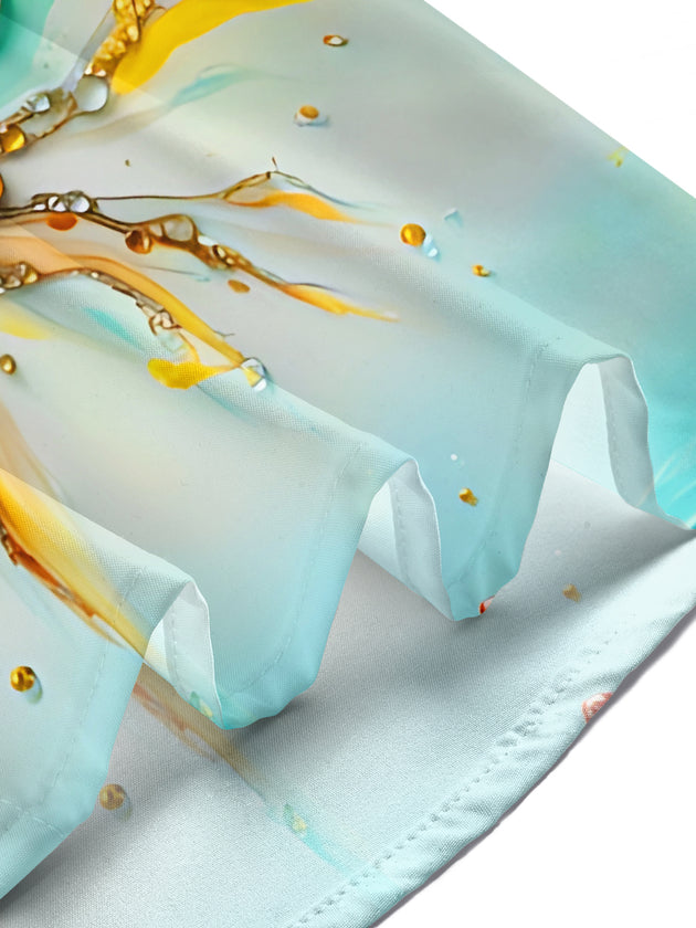 Lotus And Cactus Watercolor Art Plant Flower Men's Pocket Short Sleeve Shirts