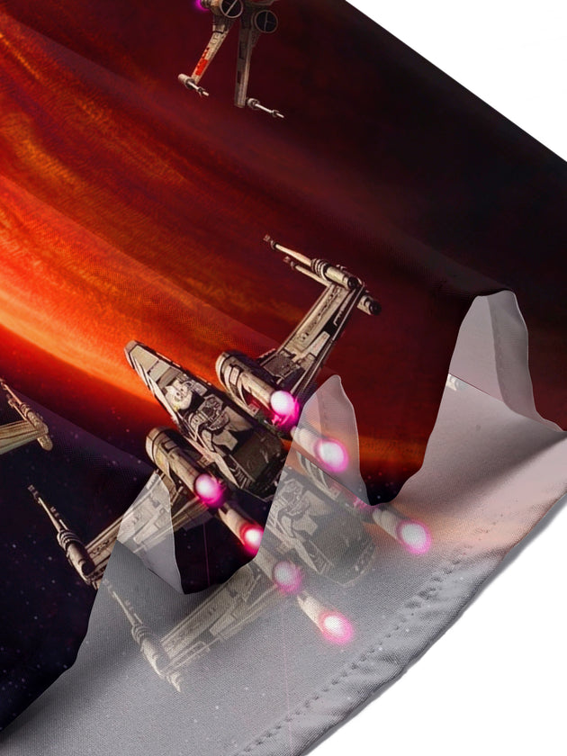 Dark Neon Star Wars Space Warships Men's Pocket Short Sleeve Shirts