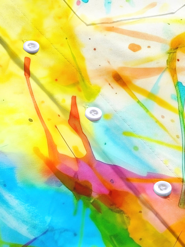 Art Colorful Watercolor Splash Men's Pocket Short Sleeve Shirts
