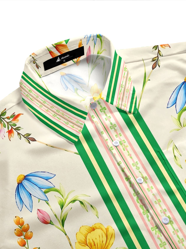 Hawaiian Tropical Floral Men's Pocket Short Sleeve Shirts