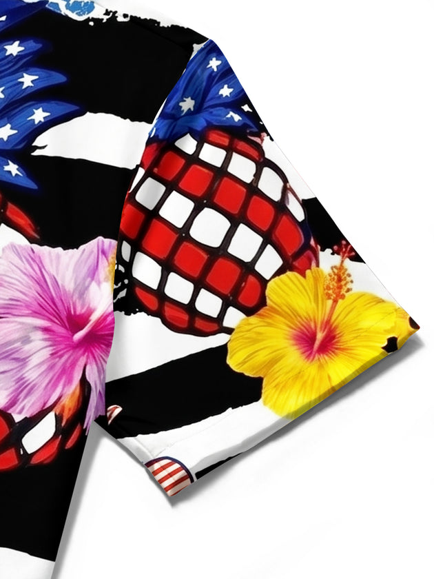 American Independence Day Fun Pineapple Men's Pocket Short Sleeve Shirts