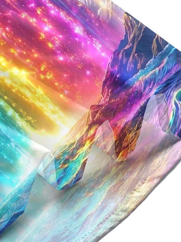 Neon Colorful Waterfall Men's Pocket Short Sleeve Shirts