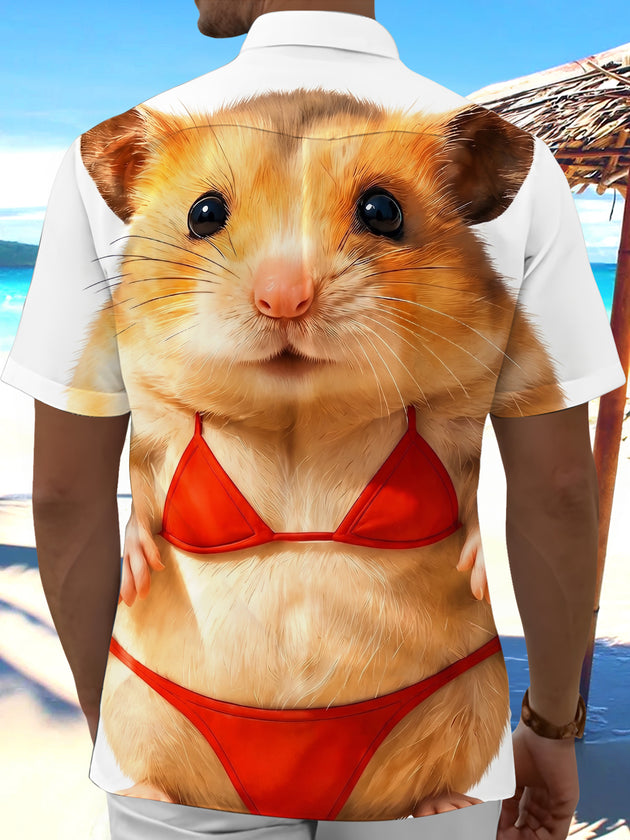 Fun Hamster Bikini Men's Pocket Short Sleeve Shirts