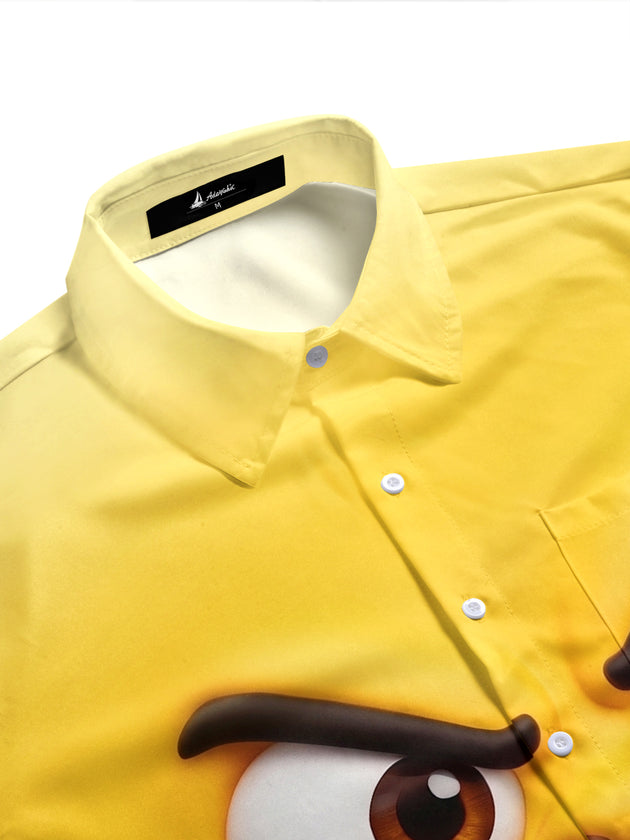 Fun Angry Expression Men's Pocket Short Sleeve Shirts