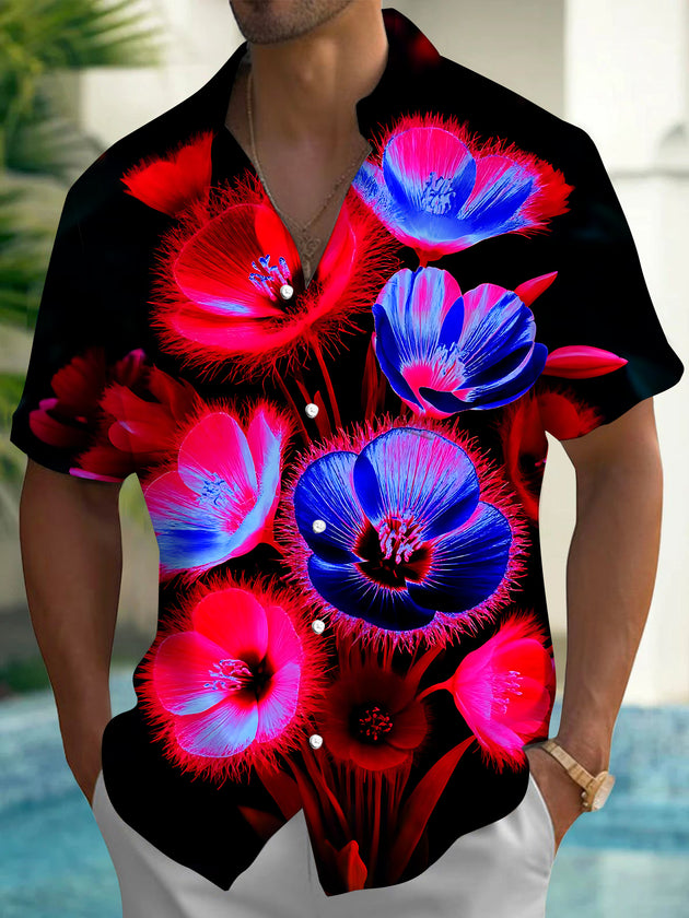 Floral Men's Pocket Short Sleeve Shirts