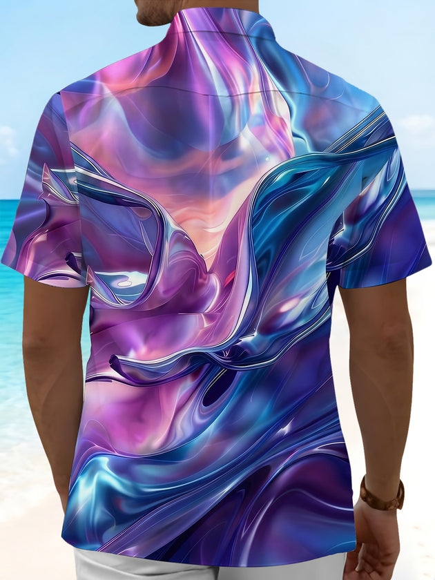 Art Gradient Fluid Abstract Men's Pocket Short Sleeve Shirts