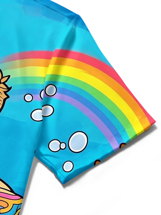 Pride Month Colorful Merman Hunk Men's Pocket Short Sleeve Shirts