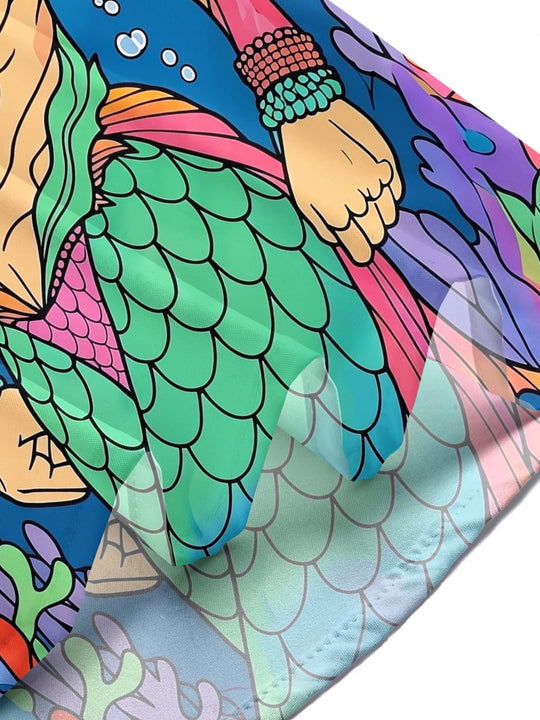 Pride Month Colorful Merman Hunk Men's Pocket Short Sleeve Shirts