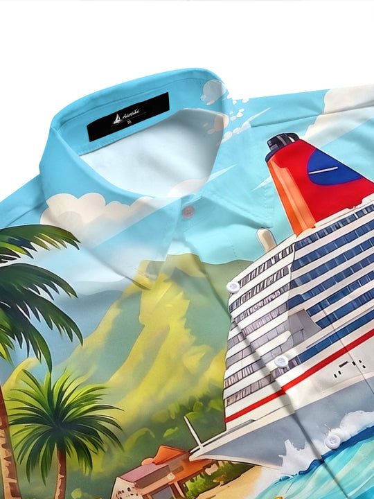 Fun Surfing Rubber Duck Cruise Men's Pocket Short Sleeve Shirts