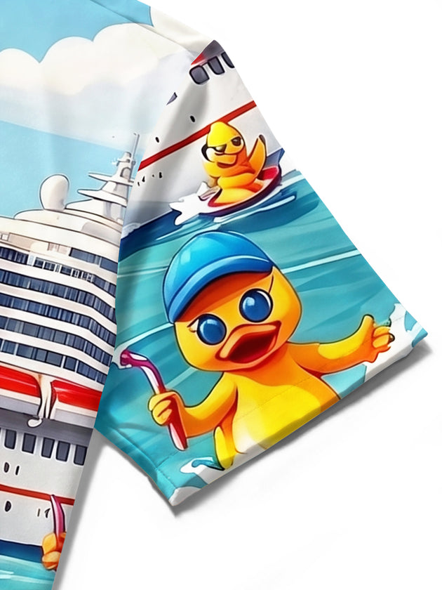 Fun Surfing Rubber Duck Cruise Men's Pocket Short Sleeve Shirts