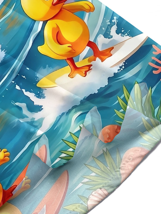 Fun Surfing Rubber Duck Cruise Men's Pocket Short Sleeve Shirts