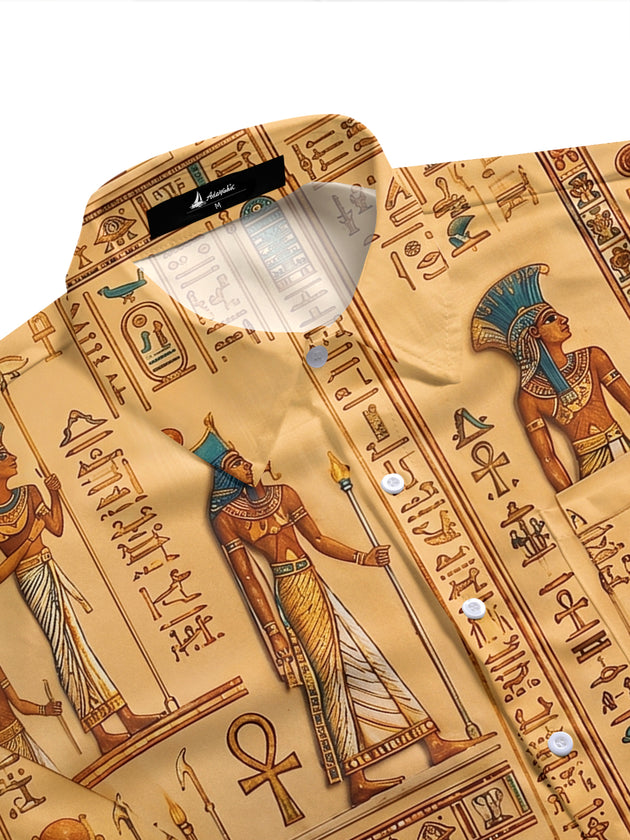 Ancient Egyptian Hieroglyphs Totem Men's Pocket Short Sleeve Shirts