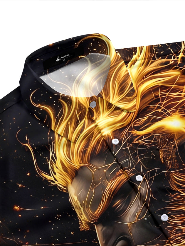 Dark Black Gold Myth Zeus Print Men's Pocket Short Sleeve Shirts