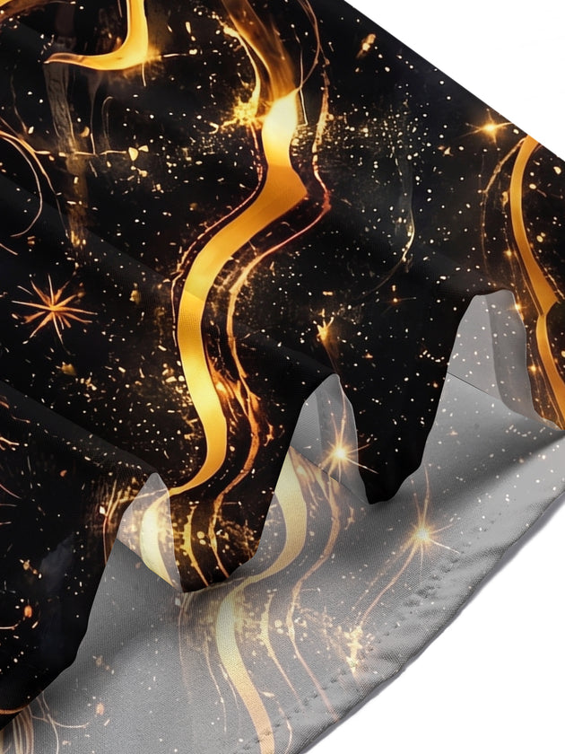 Dark Black Gold Myth Zeus Print Men's Pocket Short Sleeve Shirts