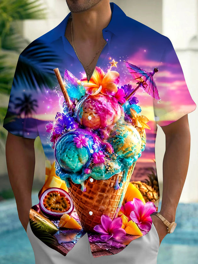 Ice Cream Men's Pocket Short Sleeve Shirts