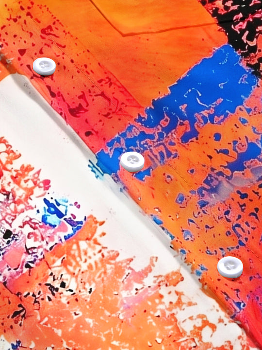 Art Abstract Colorful Splash Men's Pocket Short Sleeve Shirts