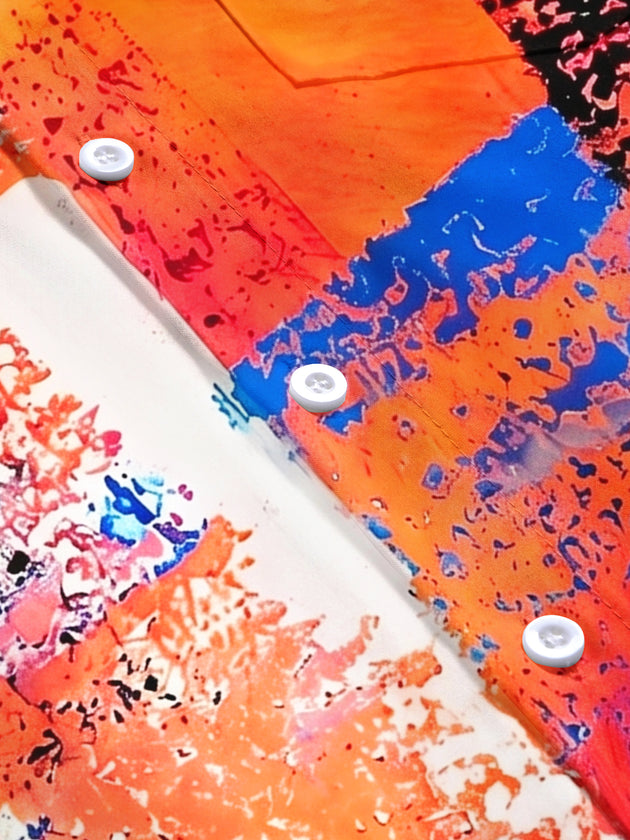 Art Abstract Colorful Splash Men's Pocket Short Sleeve Shirts