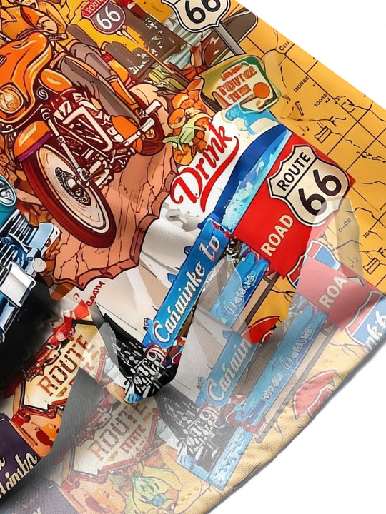 Route 66 Retro Collage Men's Pocket Short Sleeve Shirts
