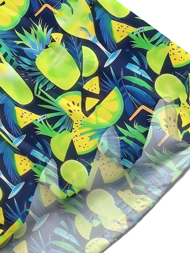 Hawaiian Pineapple Cocktail Men's Pocket Short Sleeve Shirts