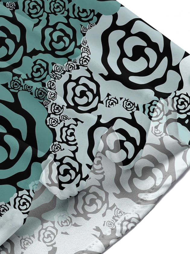 Dark Green Roses Men's Pocket Short Sleeve Shirts