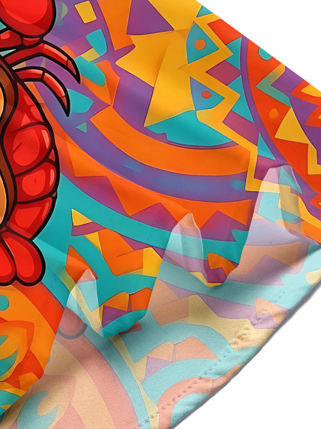 Fun Hawaiian Lobster Guitar Player Men's Pocket Short Sleeve Shirts