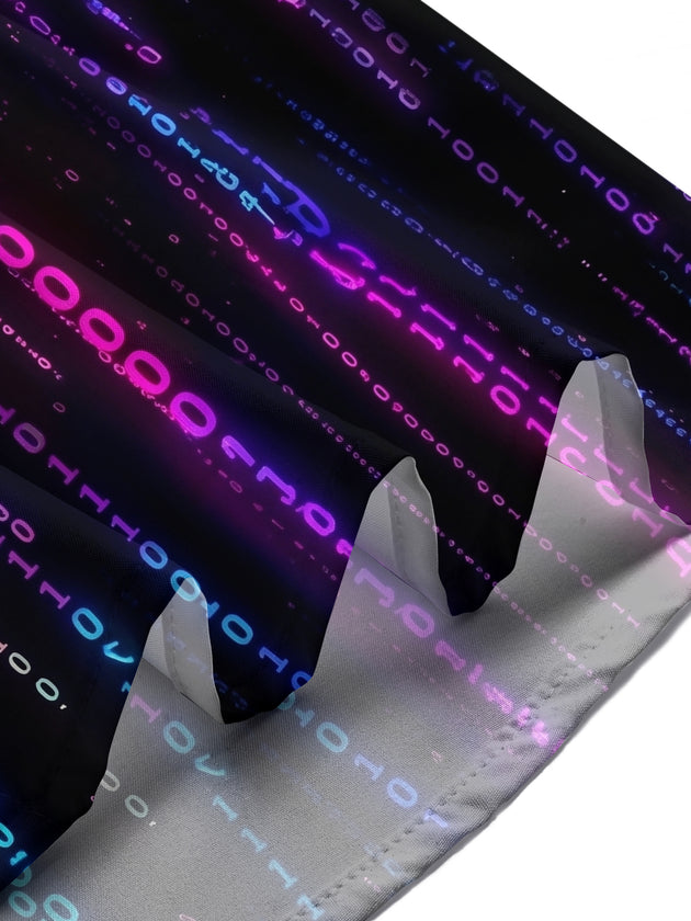 Cyberpunk Matrix Binary Code Men's Pocket Short Sleeve Shirts