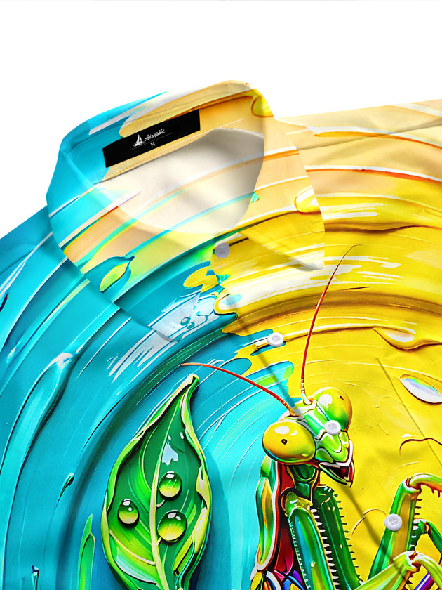 Colorful Mantis & Pea Pod Men's Pocket Short Sleeve Shirts