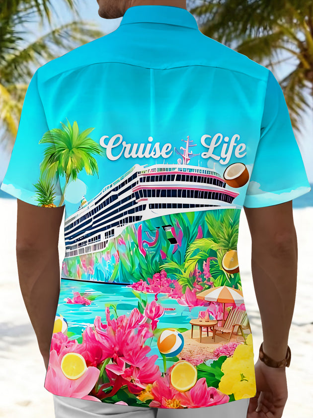 Hawaiian Cruise Vacation Life Men's Pocket Short Sleeve Shirts