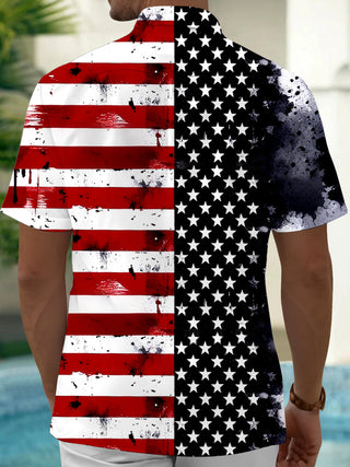 1776 American Flag Men's Pocket Short Sleeve Shirts